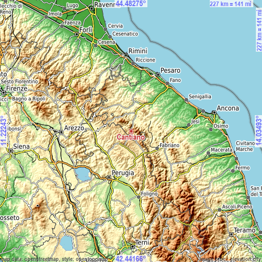 Topographic map of Cantiano