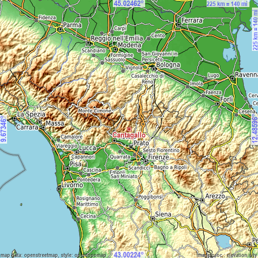 Topographic map of Cantagallo