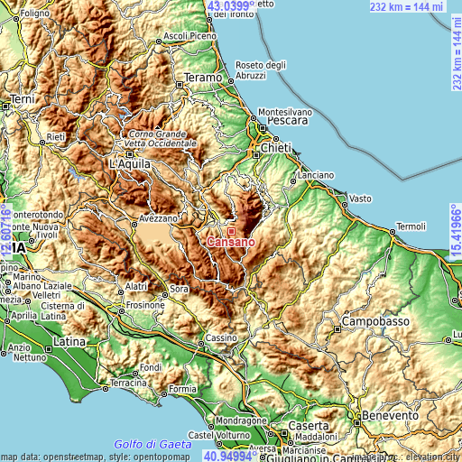 Topographic map of Cansano