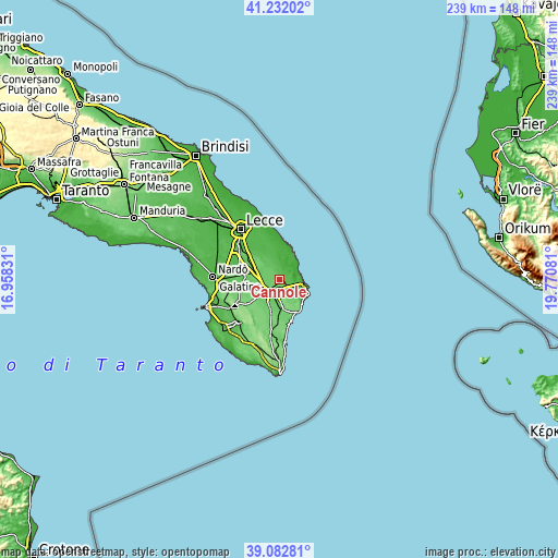 Topographic map of Cannole