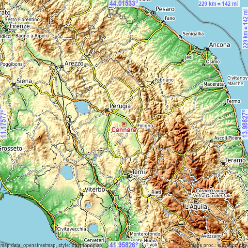 Topographic map of Cannara