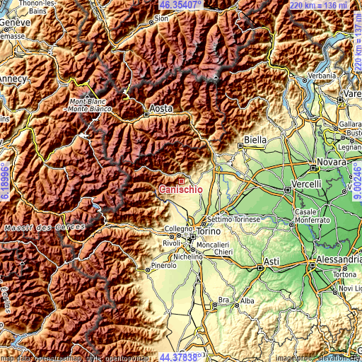 Topographic map of Canischio