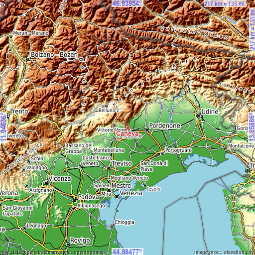 Topographic map of Caneva