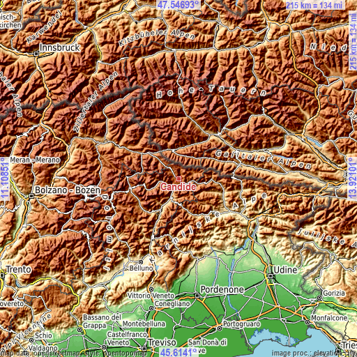 Topographic map of Candide