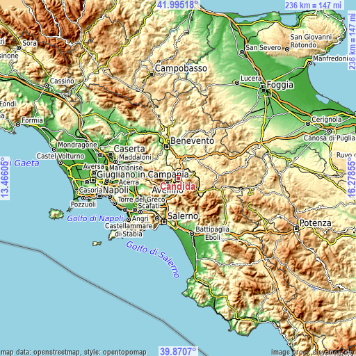 Topographic map of Candida