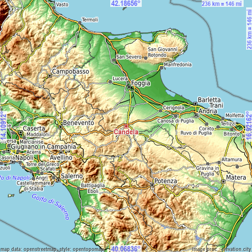 Topographic map of Candela