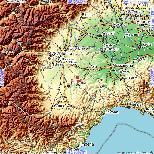 Topographic map of Canale