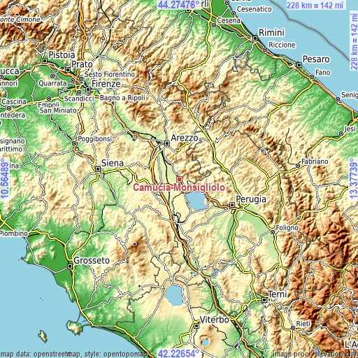 Topographic map of Camucia-Monsigliolo