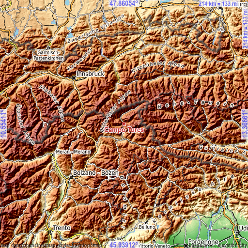 Topographic map of Campo Tures