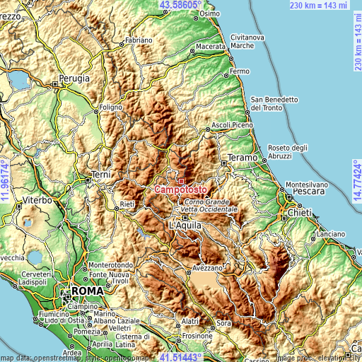 Topographic map of Campotosto