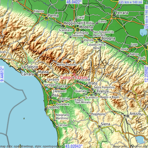 Topographic map of Campo Tizzoro