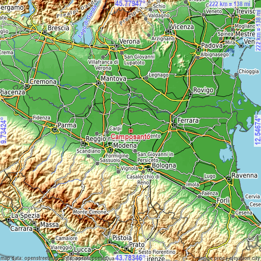 Topographic map of Camposanto