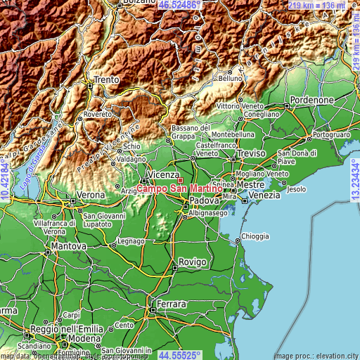 Topographic map of Campo San Martino