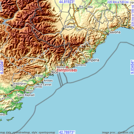 Topographic map of Camporosso