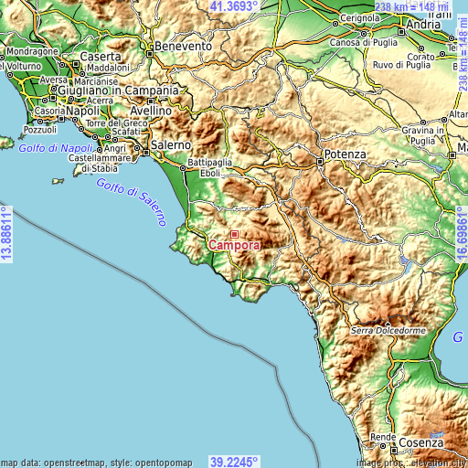 Topographic map of Campora