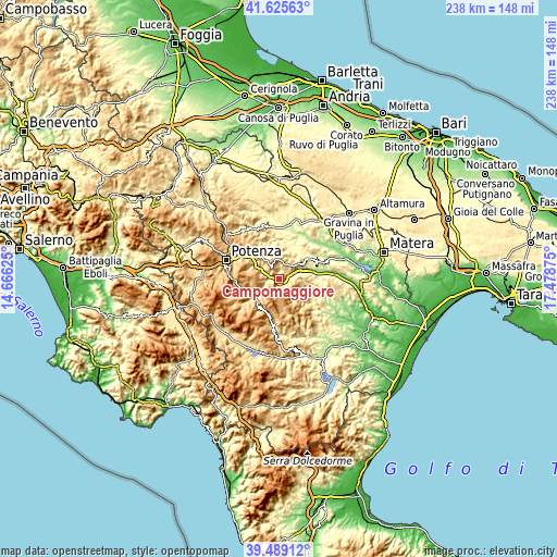 Topographic map of Campomaggiore