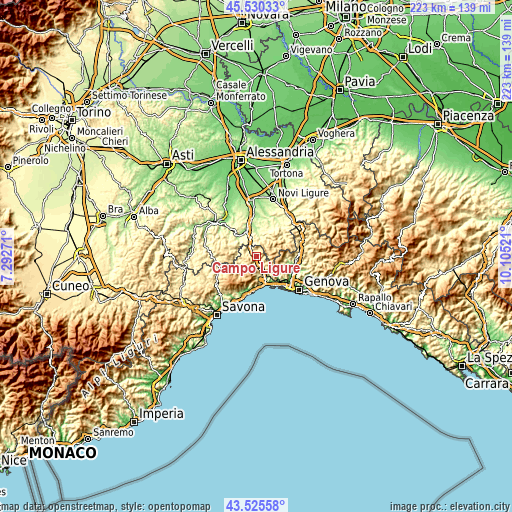 Topographic map of Campo Ligure