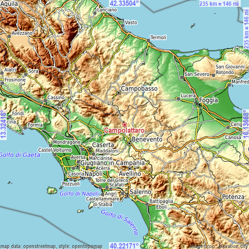 Topographic map of Campolattaro