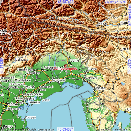 Topographic map of Campoformido