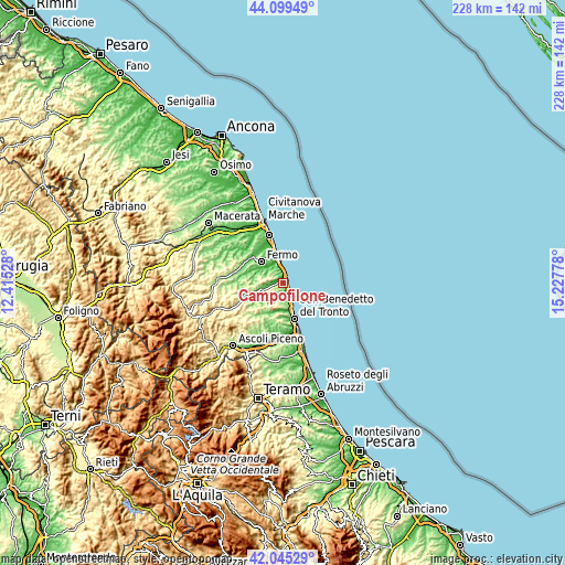 Topographic map of Campofilone