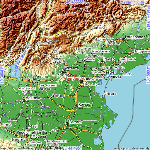 Topographic map of Campodoro