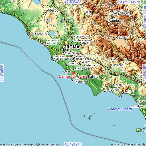 Topographic map of Campo di Carne