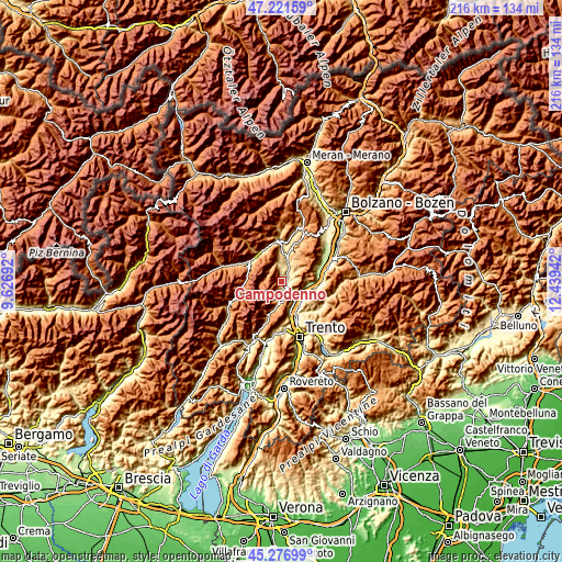 Topographic map of Campodenno