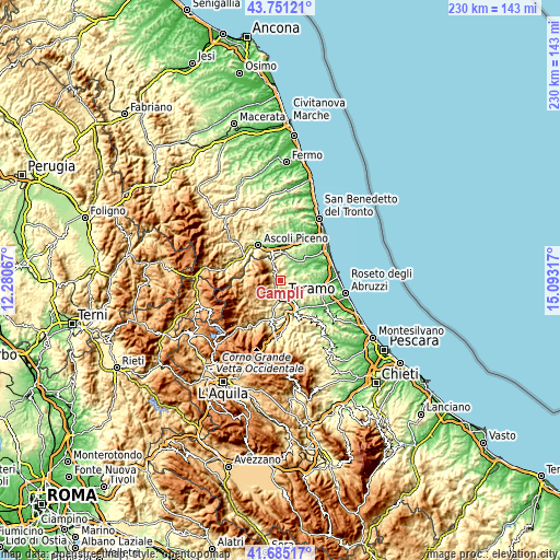 Topographic map of Campli