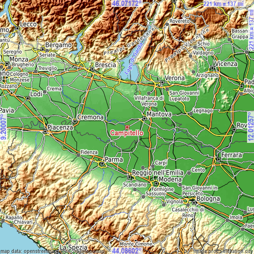 Topographic map of Campitello