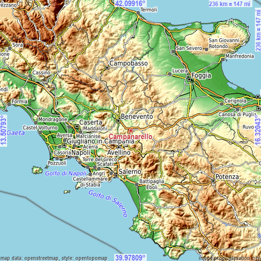 Topographic map of Campanarello