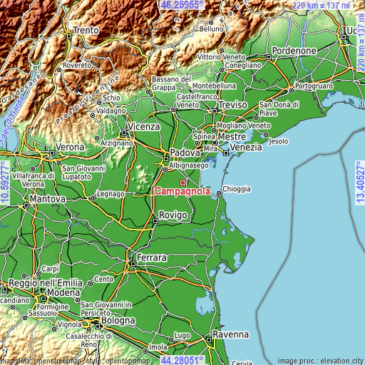 Topographic map of Campagnola