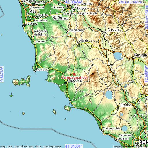 Topographic map of Campagnatico