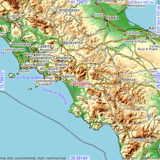 Topographic map of Campagna