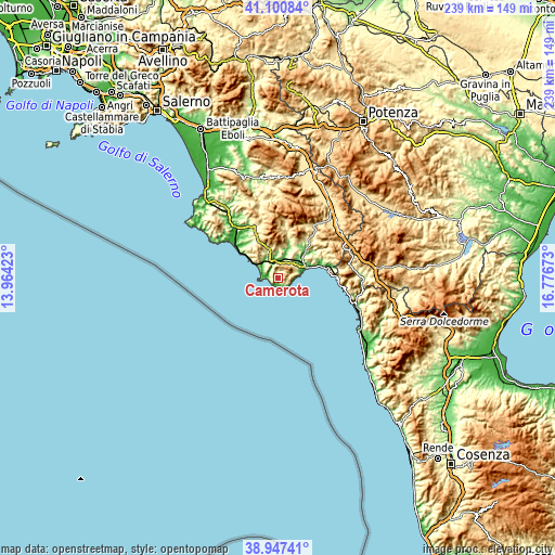 Topographic map of Camerota