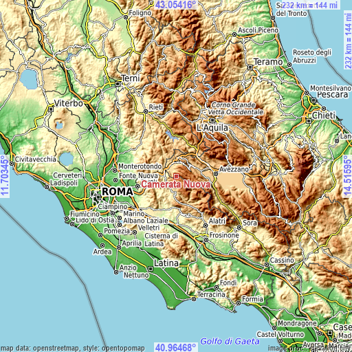 Topographic map of Camerata Nuova