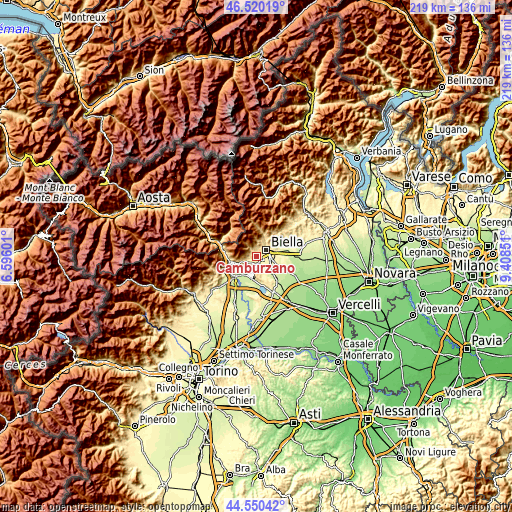 Topographic map of Camburzano