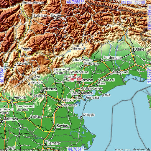 Topographic map of Camalò