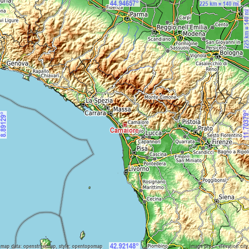 Topographic map of Camaiore
