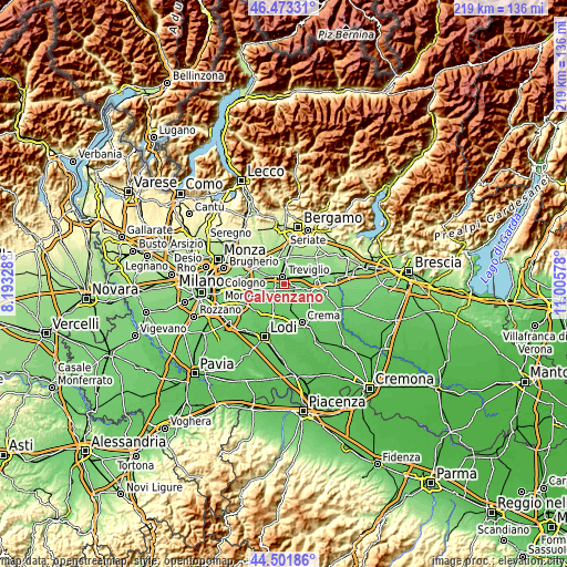 Topographic map of Calvenzano