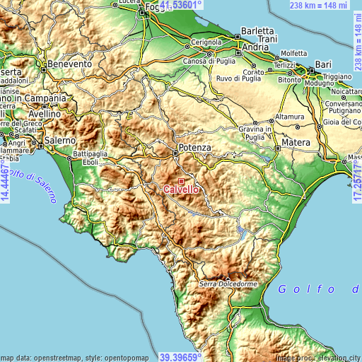 Topographic map of Calvello
