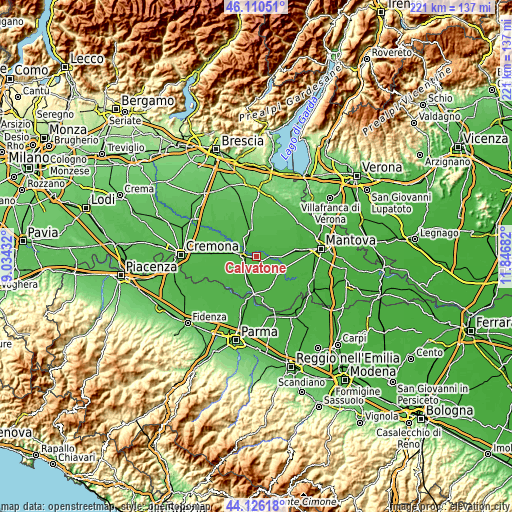 Topographic map of Calvatone