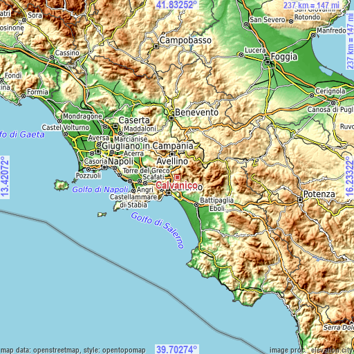 Topographic map of Calvanico