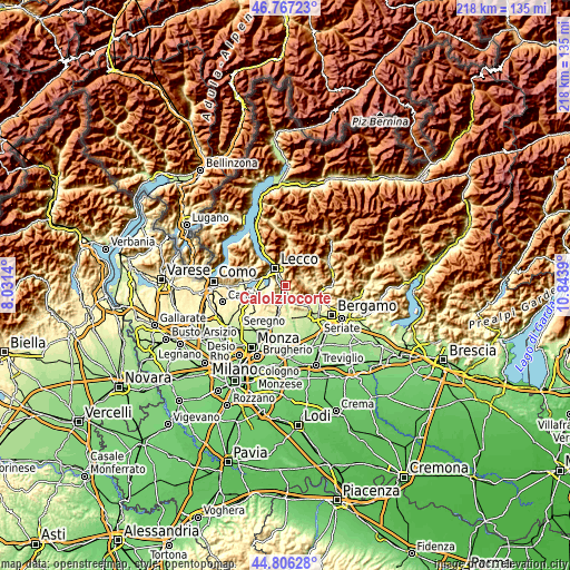 Topographic map of Calolziocorte