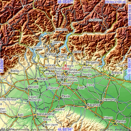 Topographic map of Calò