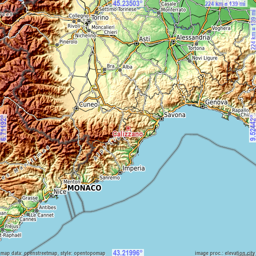 Topographic map of Calizzano