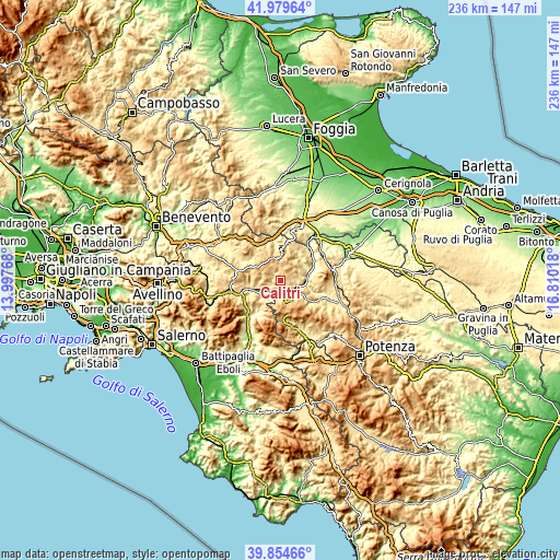 Topographic map of Calitri