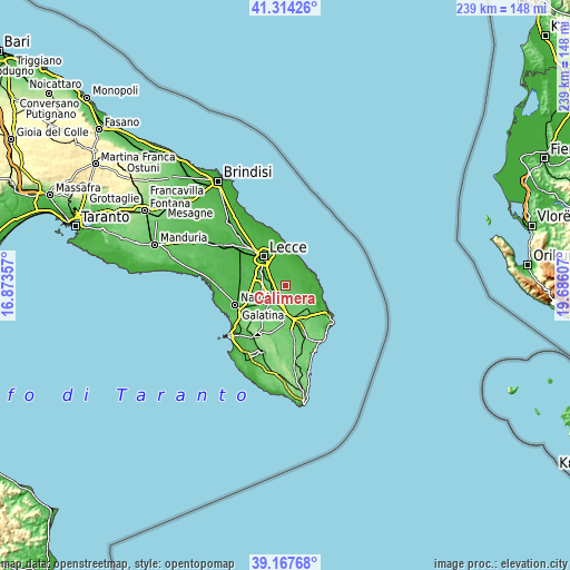 Topographic map of Calimera