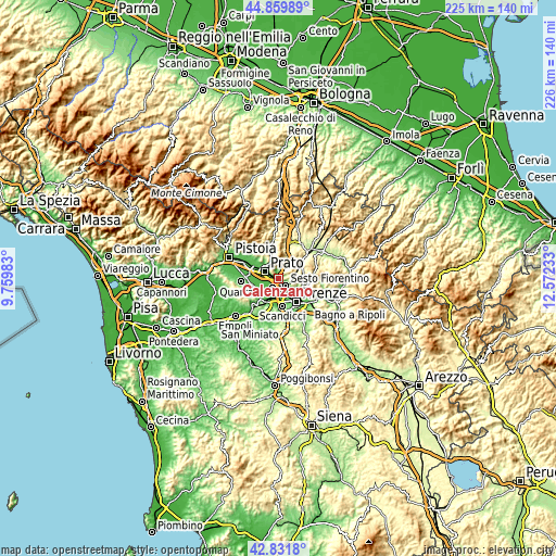 Topographic map of Calenzano
