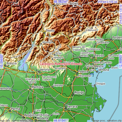 Topographic map of Caldogno-Rettorgole-Cresole