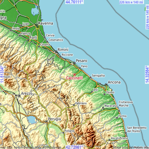 Topographic map of Calcinelli